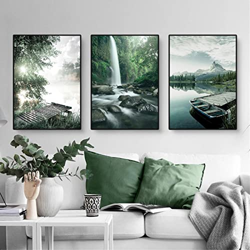 Martin Kench 3-teiliges Premium Poster Set Aesthetic See Wald Blume Bilder Moderne Wandbilder, Wohnzimmer Schlafzimmer Wanddeko Art ohne Rahmen (C,40x50cm)