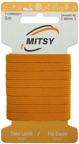 MITSY Reißfeste Gummiband Gummibänder zum Nähen Breit 10 mm 5 m Orange Stark Gummilitze für Hosengummi Haushalt DIY Handwerk Stoffe zum Nahen