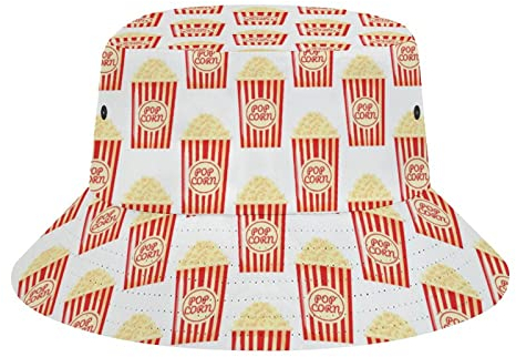 QQIAEJIA Lustiger Fast Food Popcorn Eimer Hut Strand Fischerhüte für Frauen Männer Teens Packbare Sommer Sonnenhüte Reise Outdoor Kappe Unisex, Siehe Abbildung, One size