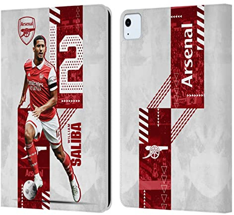 Head Case Designs Licenciado Oficialmente Arsenal FC William Saliba 2022/23 Primer Equipo Carcasa de Cuero Tipo Libro Compatible con Apple iPad Air 2020/2022
