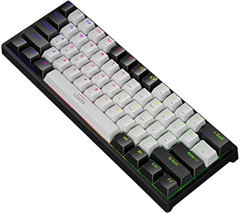Mini clavier mécanique à 60 % avec commutateurs bleus pour ordinateur, portable, lumineux, accessoires de jeu pour adolescents, garçons, hommes et femmes (blanc)