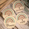 Placas cumple meses de nacimiento Arcoiris impresas en discos de madera personalizadas con nombre para regalo de bebes recien nacidos cumple mes hitos de bebe discos madera (Arcoiris)
