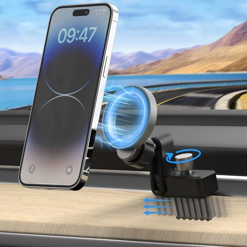 BRIMFORD Magnetic Car Mobile Mount Compatible with iPhone 12/13/14/15, Phone Holder Compatible with Tesla Model 3 2016-2023 and 2020-2024 Model Y, Adjustable Strongest Magnet Car Phone Mount
