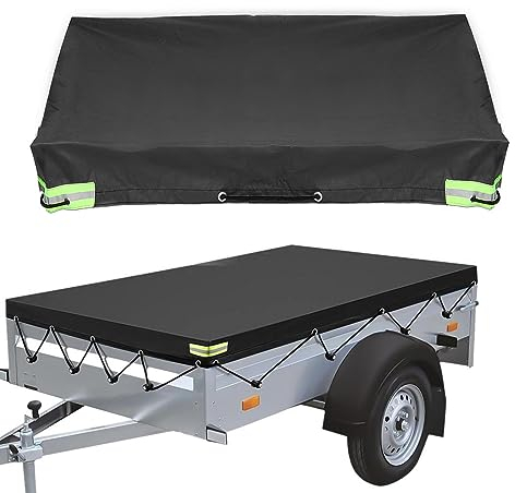 IGTOPS Bâche plate pour remorque - 208 x 114 x 13 cm - Imperméable et indéchirable - Housse universelle pour remorque de voiture - Noir