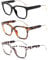 JM 3 Pack Klassische Quadratische Lesebrille für Damen Herren, Mode übergroße Blaulichtfilter Brille mit Sehstärke +1.0