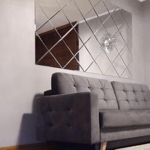 Need Sleep Abgeschrägte Spiegelwand - 4 Stück Dreiecke Spiegel zum kleben Glamour-Stil - echtes Glas! (200 x 200 mm)