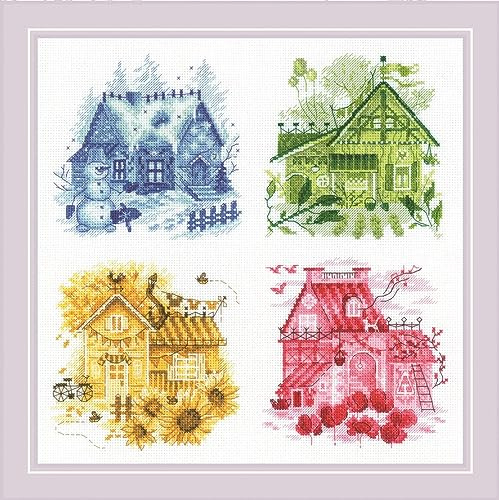 Riolis Auslaufmodell Kreuzstich Stickpackung Glücksstraße, Zählmuster, 30x30cm