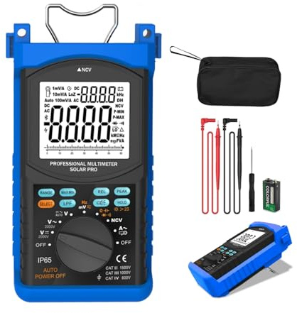 Multimeter Digital, WapoRich 6000 Zählungen Spitzenwertspannung Messgerät misst 2000V AC/DC Spannung, 3000A Strom, Ohm Frequenz, Kapazität, Durchgang mit Spitzenwert Max/Min, Tiefpassfilter, LOZ
