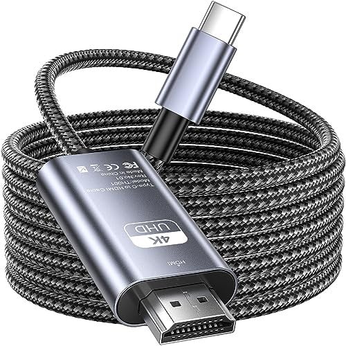 Txtcu USB C to HDMI Cable 4K@60Hz 1M, Braided USB 3.1 Type C to HDMI Cable [Thunderbolt 3/4 Compatible] for iPhone 15 Pro/Pro Max, MacBook Pro/Air,iPad Pro/Air,Samsung Galaxy S23 S22,HUAWEI P40,Switch
