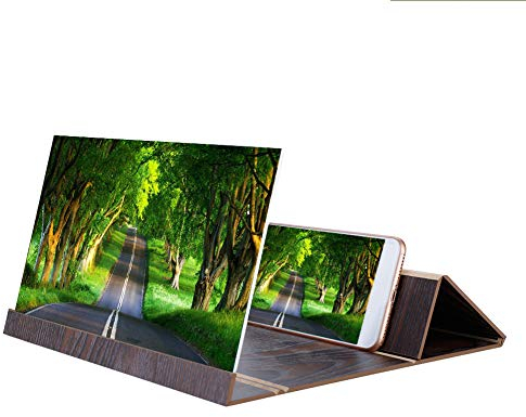 Handy-Bildschirmverstärker, 12 Zoll Faltbare Bildschirmverstärker-Lupe aus Holz für Smartphones, Handy-Verstärker Zum Schutz Ihrer Augen, Verstärken Sie Videos mit Klarheit