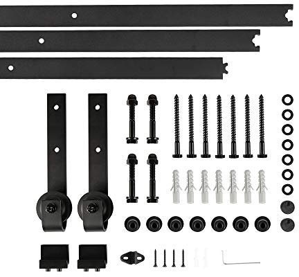 300cm Quincaillerie Kit de Rail pour Porte Coulissante, pour système de quincaillerie à Célibataire porte, (boucle de fleur de prunier à trois sections) (classique)