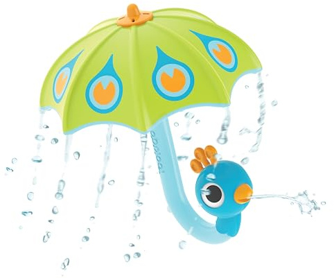 Yookidoo Badewannenspielzeug Pfau, Badespielzeug ab 2 Jahren, Grün | Wasserspielzeug, Regeneffekt, Seifenblasen, Regenschirm, Pfauenschirm, Badewanne, Geschenk Mädchen 2 Jahre