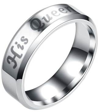 Homxi Edelstahl Ringe Damen mit Gravur,Rund 6MM Her King His Queen Silber Ring Damen Damen Ringe Größe 57 (18.1)