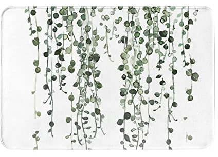 EVIUS Grüne Pflanzen Fußmatte Dekorative Bereich Teppiche Outdoor Spaß Willkommen Matte Haustür 60 cm x 40 cm Personalisierte dekorative Teppiche für Hauseingang, Treppenhaus, Terrasseneingang