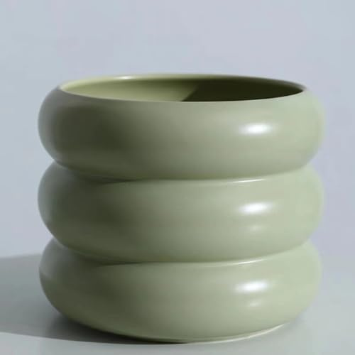 SANDYBAYTAS Keramik-Blumentopf für den Innenbereich, 16,5 cm, Blumentopf mit Drainageloch, gestufter Blasen-Design, Keramik-Pflanzgefäß für Zuhause und Büro, Dekor (Grün)