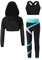 FEESHOW Kinder Trainingsanzug Mädchen Sport BH Und Leggings Set Mit Hoodie Kinder Workout Sport Outfit Jazz Dance Tanzkleidung Hip Hop Kleidung Blaugrün_A 170