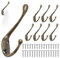 GOTRUST Bronze Coat Hook, 8pcs Vintage Metal Coat Hooks, Heavy Duty Dual Door Hook Wall Mounted, Individual Towel Hooks with 32 Screws for Hanging, Bathroom Bedroom Fitting Room