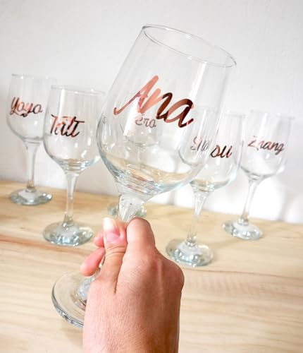 Bicchiere di vino personalizzato con nomi per addio al nubilato, spettacolo nuziale, compleanno, feste