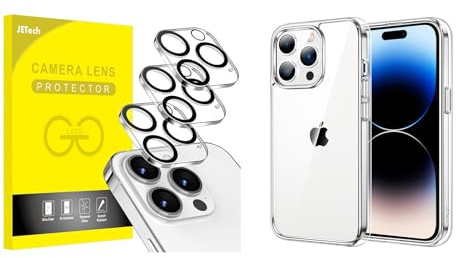 JETech for iPhone 14 Pro Camera Lens Protector and Bumper Case Bundle