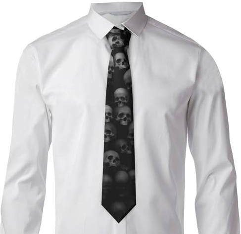 LZNJZ 8 cm breite Herrenkrawatte, Rock Joy Totenkopf-Krawatte für Partys, Hochzeiten, Business