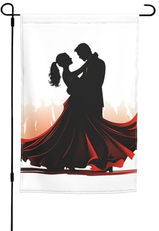 Drapeau de jardin vertical double face 30,5 x 45,7 cm - Drapeau de bienvenue extérieur pour salle de bal, danse - Petit drapeau de jardin en toile de jute pour extérieur, porche, jardin, vacances,