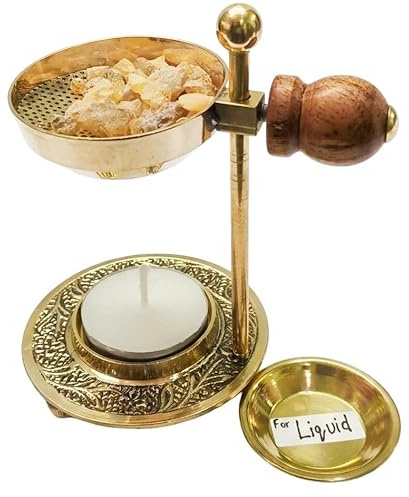 Incense Oil and Frankincense Resin Burner with Adjustable Design, Candle Heated or Charcoal Free, Home Fragrance and Decor, Temple & Prayer