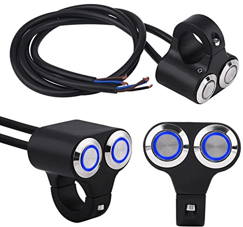 Interruptor de manillar de motocicleta, interruptor de moto 7/8 pulgadas, 22 mm, interruptor de intermitente, interruptor de ajuste de motocicleta impermeable, faro de volante,, luz azul, Autobloquant