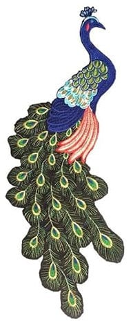 Yurosiay Pfau Aufnäher Bestickte Applikation zum Aufnähen Pfauen Patches Reparaturflicken Stoffapplikation Flicken Stickaufkleber für DIY Basteln Kleidung Nähen Zubehör Scrapbooking M(43 * 15CM)