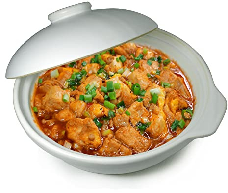 Casserole Clay Pot 50oz Saucepan White Ceramic Dry Bowls Soup Crock 1500ml Heat-resistant Cook (white DR25)