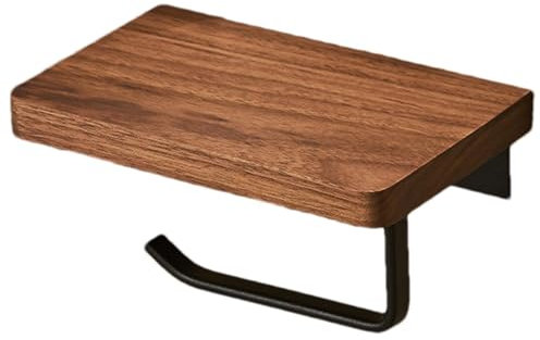 Wall Mount Toilet Paper Holder,Walnut Wood Toilet Roll Holder Wall Mounted - Walnut Wood Restroom Phone Holder Scientific Crossbar Design For Hotel