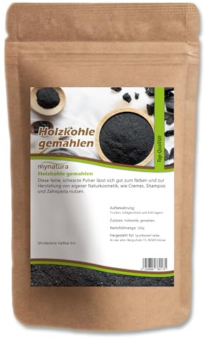 Mynatura Holzkohle gemahlen I Kohlepulver I Naturkosmetik I Zahnpasta machen I Färben I Holzkohlepulver I Im Beutel 1000g