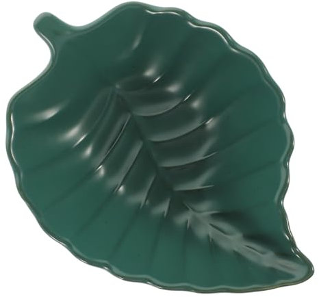 DECHOUS Banana Leaf Ceramic Plate Dessert Plate Green Ceramic Dish for Kitchen Snack and Tableware Use