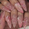 GlamRays Lot de 24 ongles en forme d'amande avec décorations de fleurs nacrées 3D