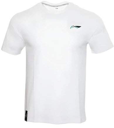 Li-Ning Badminton-T-Shirt für Herren mit großem Rückenaufdruck, Weiß, weiß, S