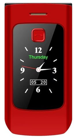 POCDOKYZ 2G Flip Senior Phone for Elderly – Unlocked Retro Flip Phone with 2.4 LCD Screen, Dual SIM, SOS Emergency Call, Bluetooth, Flashlight, And 4800mAh Long-Lasting Battery,Red