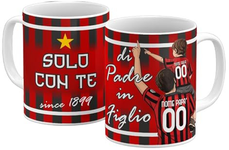 StudioPixelStore Tazza Personalizzata Squadre di Calcio – Di Padre in Figlio – Regalo Perfetto per Tifosi Tazze in Ceramica per la Colazione (Tifosi Milanisti)