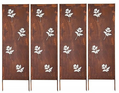Kapaga - Sichtschutz Metall 4x - 160x50 cm - Edelrost - Rostoptik, Patina