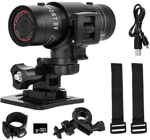 TALOEYH - Bicycle Helmet F9 Camera, HD 1080P Sports Action Camera, Waterproof Bike Car Video Recorder, 120° Wide Angle Sports DV Camcorder Video Recorder for Bicycles Motorcycles Cars, Black