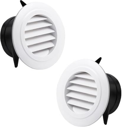 LINTRA 2 Pezzi di Griglia Aerazione, Circolare Griglia Aerazione Tonda, con Rete Anti-Insetti Ventilazione in Plastica Tonda da Incasso, per Bagno, Ufficio a Casa e Cucina