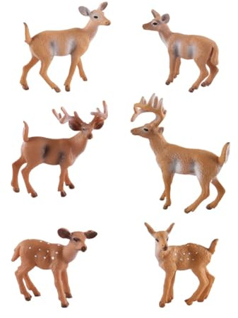 WANGCL 6 Figuras De Animales Realistas De Ciervo De Cola Blanca, Animales Del Bosque Para Navidad, Decoración Educativa Temprana Para Tarta De Cumpleaños, Regalo Para Fiesta