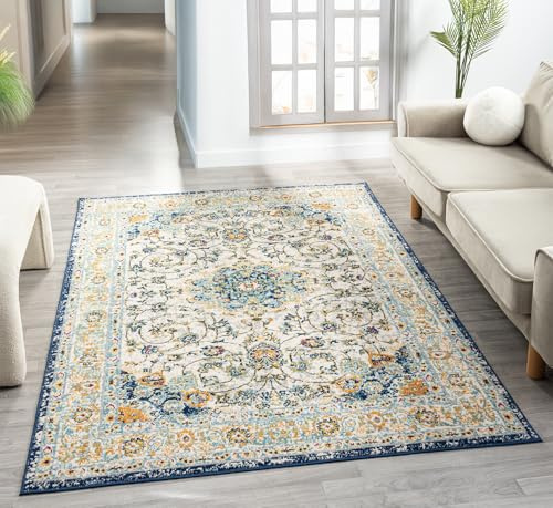 San Marino Multicolour Traditional Living Area Rug, Medallion, 120x170cm