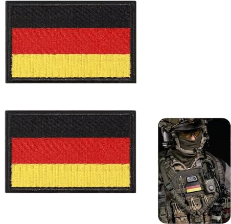 2-Stück Patches Klett Militär 8x5cm, Deutschland Flaggen Patch Gestickt Abzeichen, Patriot-Klettverschluss-Abzeichen, Deutschland Klett Patches für Kleidung Weste Rucksack Uniform Militär Taktisch