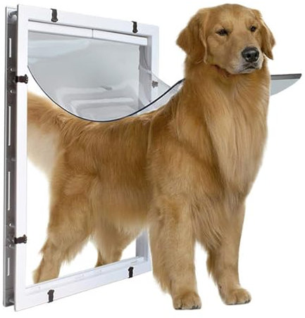 Puerta abatible para perros, extra grande para perros grandes, ideal para uso en interiores y exteriores, duradera y fácil de instalar, cómodo acceso dentro y fuera