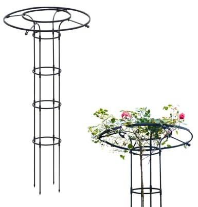 Rankhilfe Garten 120 150 180 cm Obelisk Rankhilfe Brombeeren für Pflanzen Rankgitter Rosen, Rankgerüst Rankturm für Rosen Blumen und Tomaten Kletterpflanzen Rankobelisk(Black,HIGH: 210cm/6.9ft)