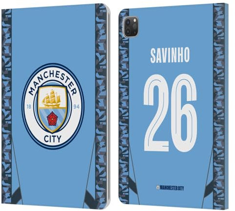 Head Case Designs Licenza Ufficiale Manchester City Man City FC Savinho 2024/25 Giocatori Home Kit Custodia Portafoglio in Pelle Compatibile con Apple iPad PRO 11 2020/2021 / 2022