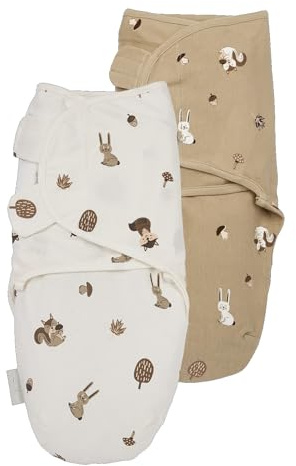 MEYCO Pucktuch 2er Pack 0-3M. Swaddle 1,0TOG Neugeborene Forest Animals | 100 % Baumwolle - Oeko Tex zertifiziert - Pucksack - weicher Schlafkomfort - atmungsaktiv & feuchtigkeitsabsorbierend