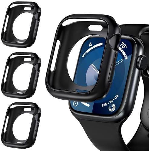 ivoler 3 Piezas Funda para Apple Watch 41mm / 40mm SE (2025/2022 / 2020) Series 9 8 7 6 5 4 (Sin Protector de Pantalla), Carcasa Protectora Antigolpes Suave TPU Anti-arañazos Estuche Case, Negro
