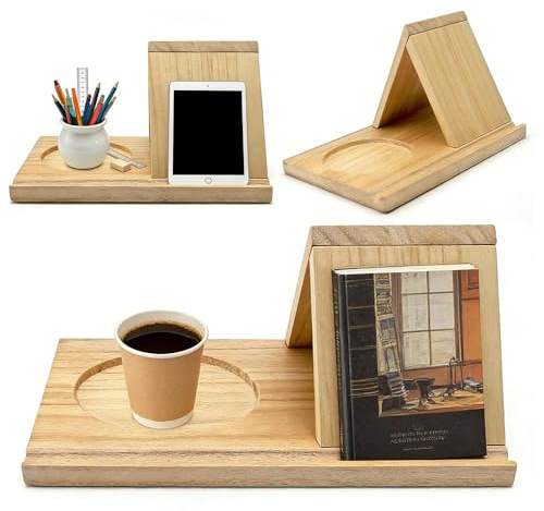 Kleines Lese Bücherregal Holz Buchständer, Dreieckiger Leseständer für Bücher,Nachttisch,Büro & Bibliothek,Einfaches Design als Geschenk für Geburtstag,Küche & Schule