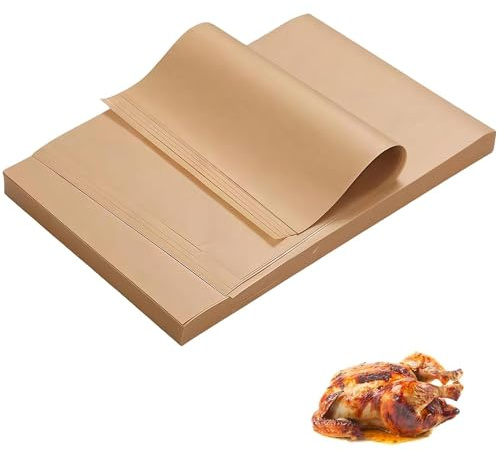 Eastrise 100 PCS Baking Paper,Unbleached Parchment Paper for Baking,Precut Non Stick Greaseproof Sheets for Baking,Cooking,Grilling,Air Fryer,Steaming,Burger Baking (Brown/8x12in)