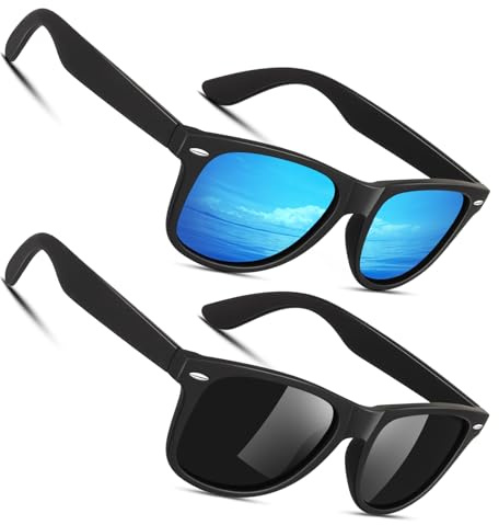 Sunier Sonnenbrille Herren Damen Polarisiert,Retro 100% UV400 Schutz | Vintage Rechteckig,Sunglasses Men, Anti Glare, Klassisch Ultraleicht Langlebig Rahmen,Fahren,Angeln,Reisen,Golf,Wandern